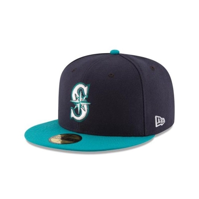 Blue Seattle Mariners Hat - New Era MLB Authentic Collection 59FIFTY Fitted Caps USA7643852